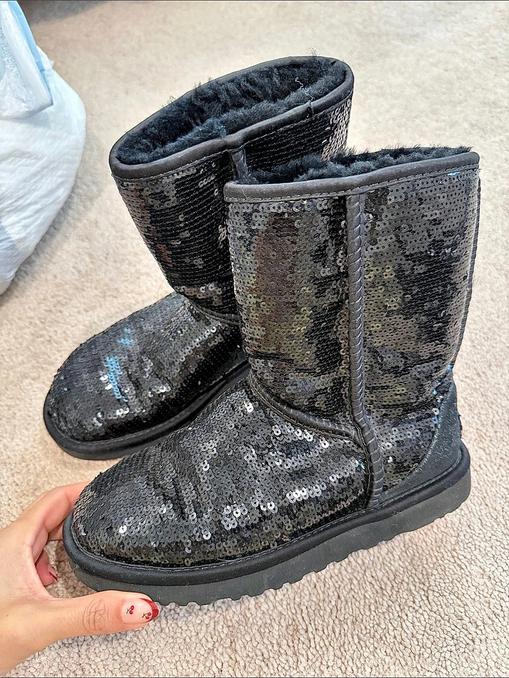 UGG Classic Short Sequin Boot Women's Sequin Tall Boots US 5